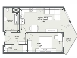 Pronájem bytu 2+kk, Praha - Hlubočepy, Ondrákové, 49 m2