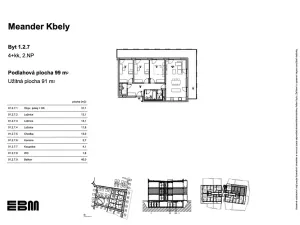 Prodej bytu 4+kk, Praha - Kbely, K Vinoři, 99 m2