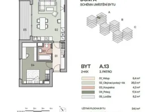 Pronájem bytu 2+kk, Praha - Vysočany, Pod Krocínkou, 60 m2