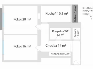 Pronájem bytu 2+1, Sezimovo Ústí, Dukelská, 68 m2