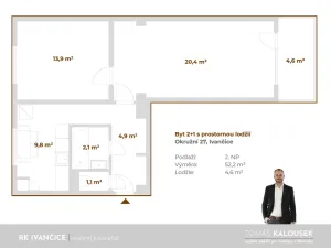 Prodej bytu 2+1, Ivančice, Okružní, 52 m2