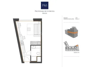 Prodej bytu 1+kk, Praha - Smíchov, Mozartova, 22 m2