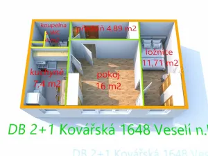 Prodej bytu 2+1, Veselí nad Moravou, Kovářská, 43 m2
