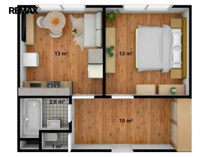 Pronájem bytu 1+1, Opočno, Pohořská, 39 m2