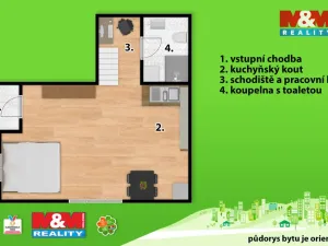 Pronájem bytu 1+kk, Holice, Husova, 38 m2