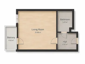 Prodej bytu 1+kk, Praha - Kyje, Sicherova, 33 m2