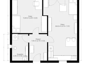 Pronájem bytu 2+kk, Krokočín, 60 m2