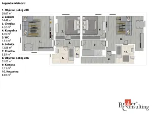 Pronájem bytu 2+kk, Lhotka, 60 m2