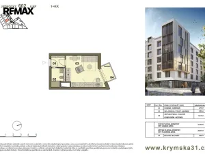 Pronájem bytu 1+kk, Praha - Vršovice, Krymská, 26 m2