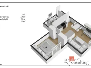 Prodej bytu 2+kk, Milovice - Mladá, Slepá, 41 m2