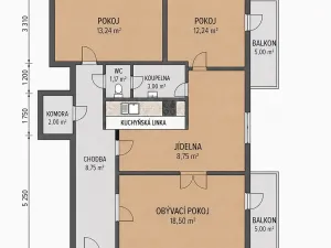 Prodej bytu 3+1, Praha - Vokovice, Evropská, 73 m2