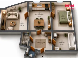 Prodej bytu 2+1, Praha - Holešovice, U Pergamenky, 63 m2