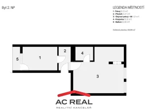 Pronájem bytu 2+kk, Brno - Komín, Štursova, 39 m2