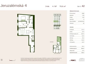 Prodej bytu 3+kk, Praha, Jeruzalémská, 67 m2