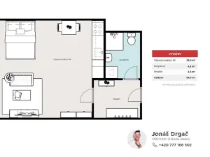 Pronájem bytu 1+kk, Praha - Stodůlky, Sluneční náměstí, 34 m2