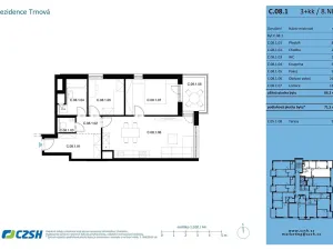 Prodej bytu 3+kk, Pardubice, Jozefa Gabčíka, 71 m2