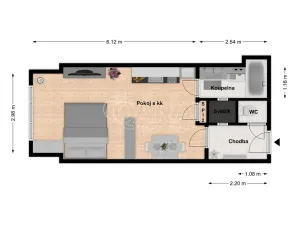Pronájem bytu 1+kk, Praha - Holešovice, Jankovcova, 27 m2
