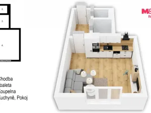 Pronájem bytu 1+kk, Praha - Vršovice, Petrohradská, 30 m2