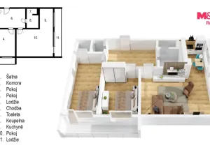 Prodej bytu 3+1, Slaný, Vítězná, 60 m2