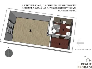 Pronájem bytu 1+kk, Brno, Kytnerova, 29 m2
