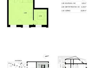 Pronájem bytu 2+kk, České Budějovice, Nová, 47 m2