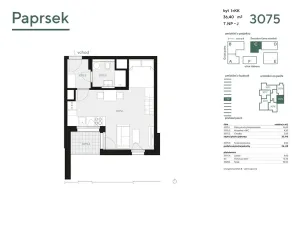 Pronájem bytu 1+kk, Praha - Stodůlky, Hábova, 40 m2