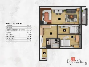 Prodej bytu 3+kk, Praha - Modřany, Plevenská, 70 m2