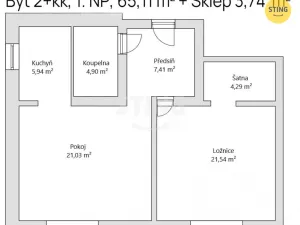 Prodej bytu 2+kk, Šumperk, Temenická, 65 m2
