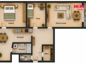 Prodej bytu 3+1, Rychnov nad Kněžnou, Na Trávníku, 65 m2