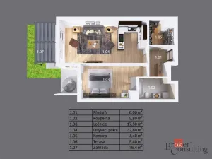 Pronájem bytu 2+kk, Praha - Modřany, Rorýsová, 66 m2