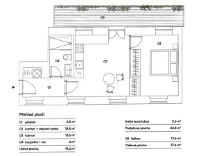 Pronájem bytu 2+kk, Praha - Nusle, Boleslavova, 43 m2