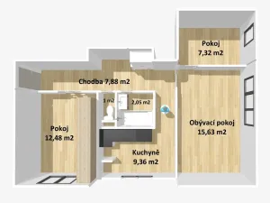Prodej bytu 3+1, Stříbro, Brožíkova, 56 m2