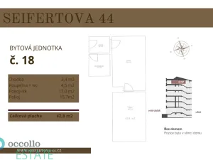 Prodej bytu 2+kk, Praha, Seifertova, 42 m2