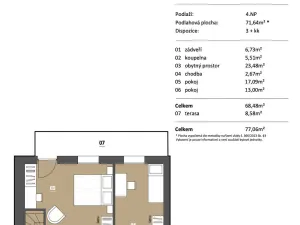 Pronájem bytu 3+kk, Brno, Stará, 71 m2