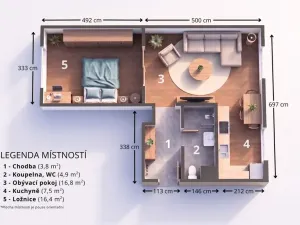 Prodej bytu 2+kk, Most, Petra Jilemnického, 53 m2
