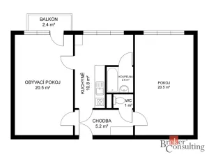 Prodej bytu 2+1, Jindřichův Hradec, 62 m2