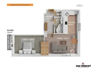 Pronájem bytu 2+kk, Praha - Kbely, Luštěnická, 49 m2