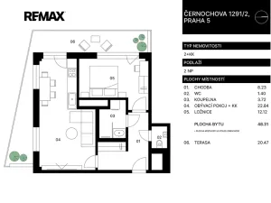 Prodej bytu 2+kk, Praha - Košíře, Černochova, 49 m2
