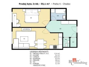 Prodej bytu 2+kk, Praha - Chodov, Šternovská, 55 m2