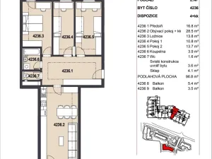 Prodej bytu 4+kk, Praha - Letňany, Škrábkových, 96 m2