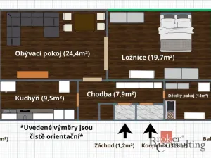 Prodej bytu 3+1, Pardubice - Zelené Předměstí, Sladkovského, 80 m2