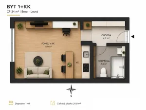 Pronájem bytu 1+kk, Brno, Halasovo náměstí, 26 m2