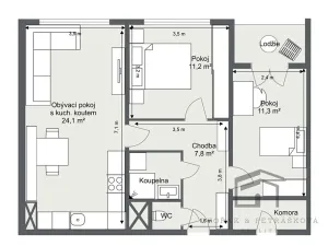 Prodej bytu 3+kk, Praha - Modřany, Levského, 60 m2