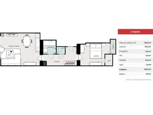 Pronájem bytu 2+kk, Praha - Nusle, K podjezdu, 49 m2