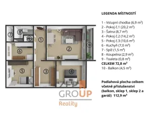 Prodej bytu 3+1, Boskovice, Kosmonautů, 72 m2