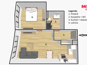 Pronájem bytu 2+kk, Písek - Budějovické Předměstí, Švantlova, 50 m2