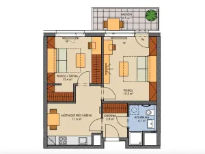 Prodej bytu 2+1, Praha - Hlubočepy, Gollové, 51 m2