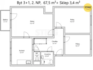 Prodej bytu 3+1, Lipová-lázně, 68 m2