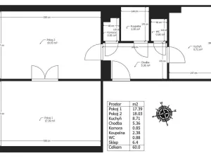 Pronájem bytu 2+1, Pardubice - Bílé Předměstí, Polská, 60 m2
