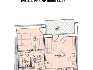 Prodej bytu 2+kk, Brno, Chvalovka, 57 m2